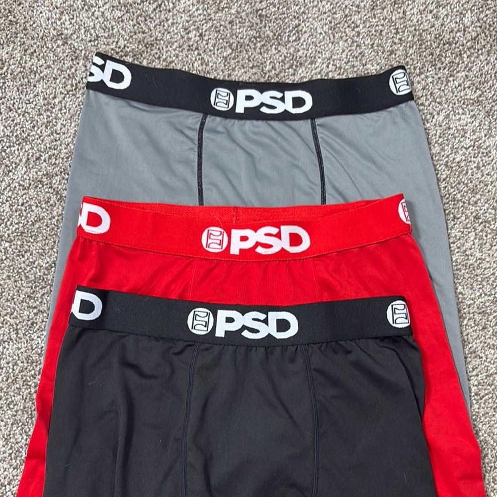 PSD Men's Underwear - Red, Black, and Gray Boxer Briefs
